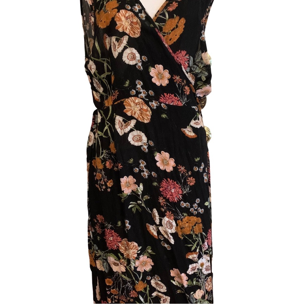 Black Floral Maxi Wrap Dress by Hazel